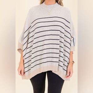 Striped Women's Poncho Plus Size 2X